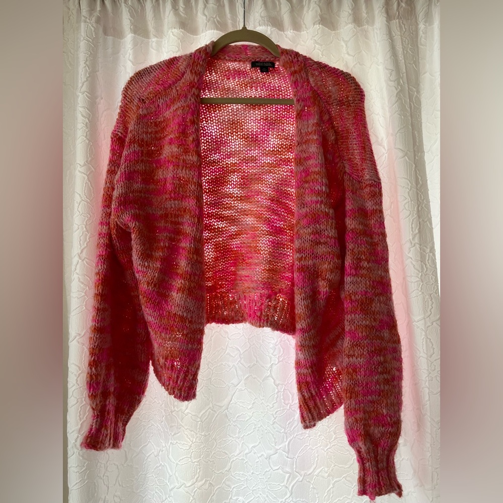 Hot pink Wild Fable chunky knit cardigan with rhinestone buttons, size XXL